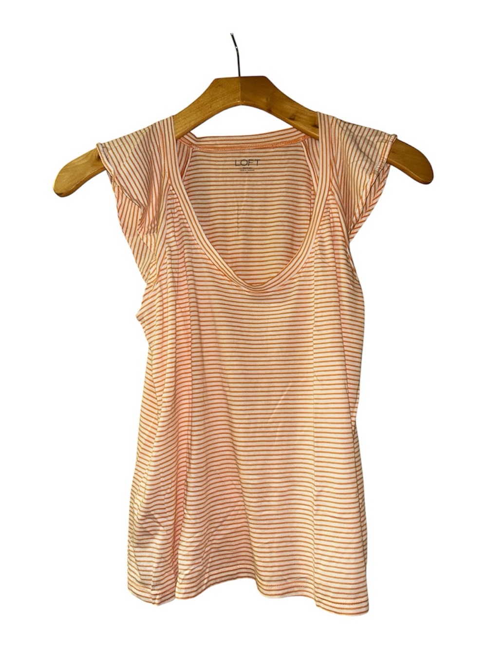 LOFT Orange and White Striped Scoop Tank
